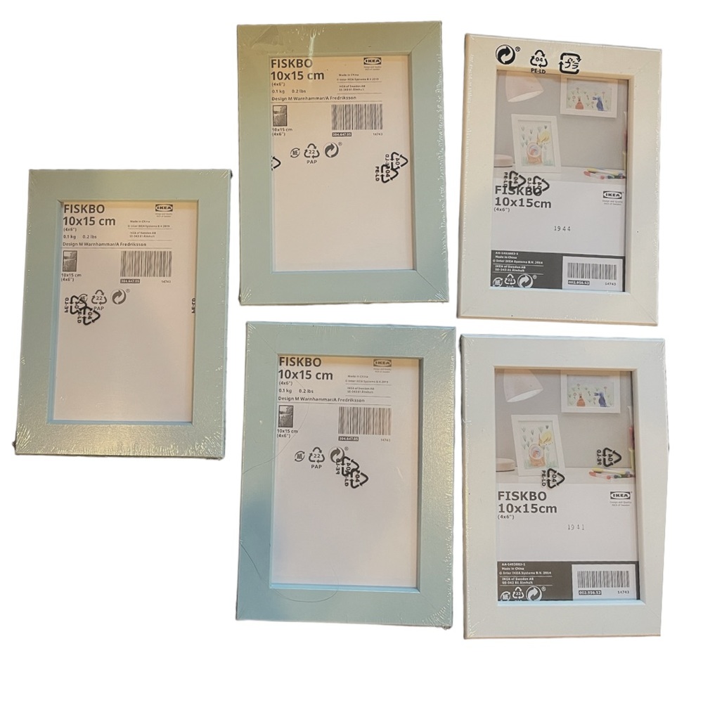 5 PACK IKEA Teal and White 10x15 cm (4x6) Picture Frames